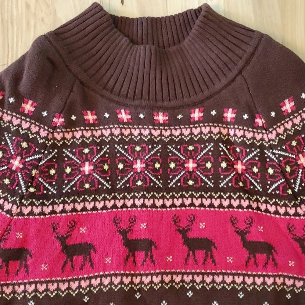 GYMBOREE Fair Isle Deer Cape sweater cape SIZE 9